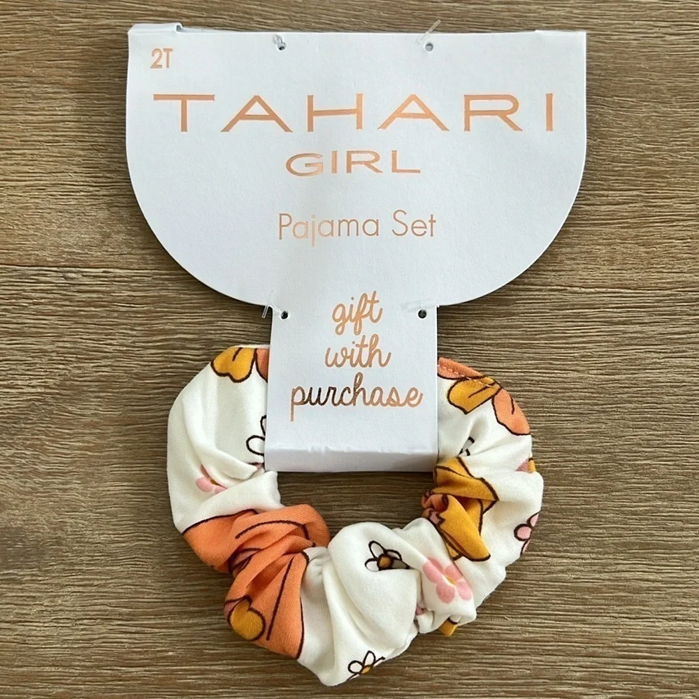 🎃 Tahari Girl Halloween Fall Pumpkin Pajama Set Long Sleeve Scrunchie 2T 3T 4T